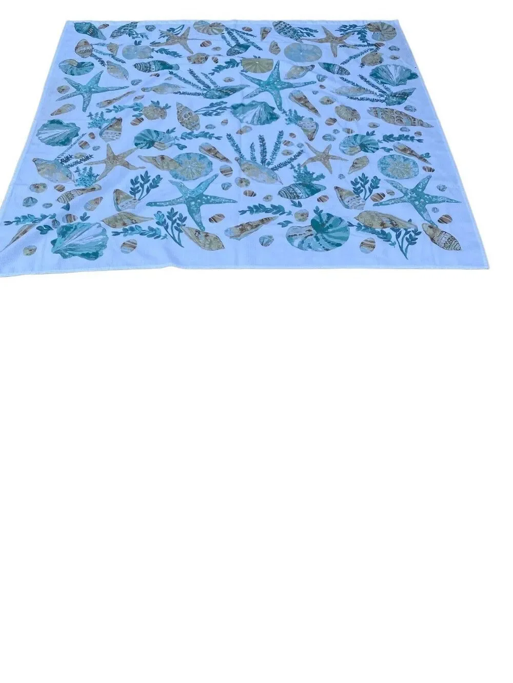 Coastal Shower Curtain Starfish Seashells Conch Watercolor Underwater